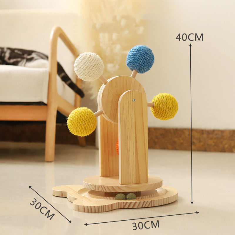Interactive Wooden Cat Scratch Spinner – Sisal Board for Endless Play
