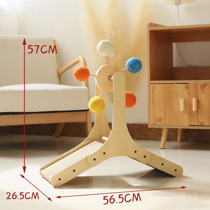 Interactive Wooden Cat Scratch Spinner – Sisal Board for Endless Play
