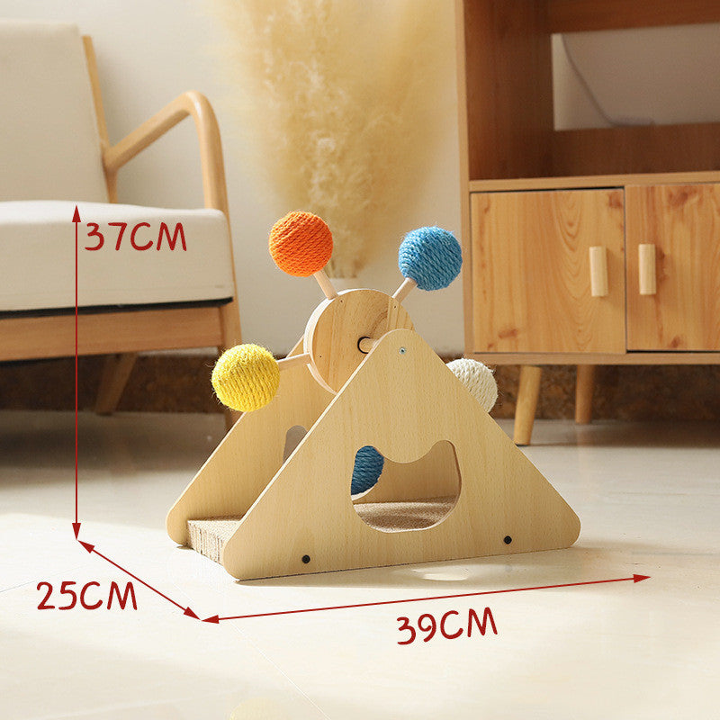 Interactive Wooden Cat Scratch Spinner – Sisal Board for Endless Play