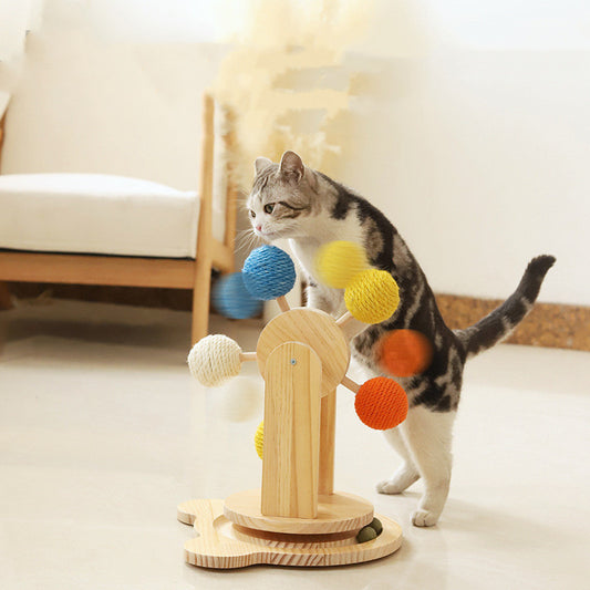Interactive Wooden Cat Scratch Spinner – Sisal Board for Endless Play